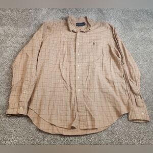 Ralph Lauren Men's Classic Fit Button Down Brown Plaid Flannel Shirt Size XL
